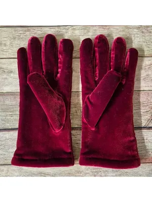 Cejon Maroon Velvet Gloves Thinsulate Lined One Size Stretch Quilted Glamorous thumbnail 3