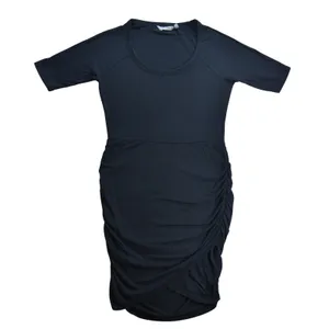 Athleta Black Ruched Bodycon Dress Short Sleeve Scoop Neck Small thumbnail 4