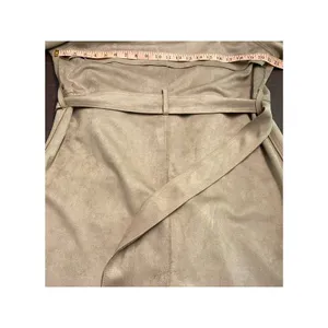 NWT Tahari Faux Suede Trench Coat Taupe Belted XL Long Duster Jacket Capsule thumbnail 6