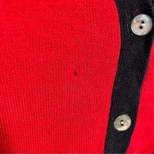 Vintage Talbots Women's Size Medium Sweater Vest Red Navy Blue Pockets 100% Wool thumbnail 6