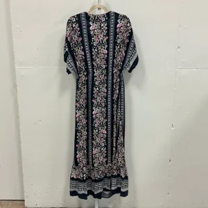 Minkpink Navy Floral Button Front Maxi Dress Boho Tassel Waist Pink Cream Medium thumbnail 2