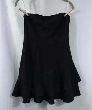 Lulu’s Black Strapless Ruffle Hem Mini Dress M thumbnail 1