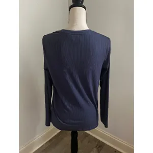 GH Bass Ribbed Henley Top Small Navy Blue Pointelle Gorpcore Granola Minimalist‎ thumbnail 4