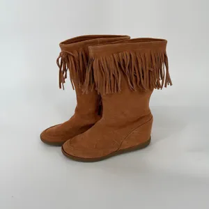 Skechers SKCH+3 Rust Suede Leather Fringe Moccasin‎ Wedge Boots Women's Size 9 thumbnail 2