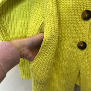 Free People Knit Sweater Neon Yellow Cardigan Swim Too Deep Cardi Oversized XS thumbnail 10