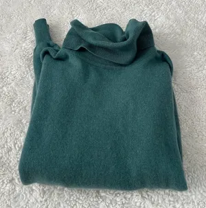 Women's Cashmere Sweater Teal Pullover Turtleneck M Preppy Country Club Designer thumbnail 1