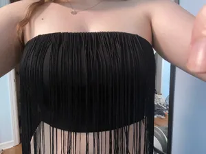 Forever 21 Black Tassel Crop Top thumbnail 1