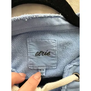 Aerie Light Blue Lace Up Oversized Pullover Sweatshirt XS thumbnail 5