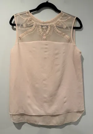 Cooper&Ella Top Womens Medium Light Pink Floral Embroidered Coquette Twee Preppy thumbnail 1