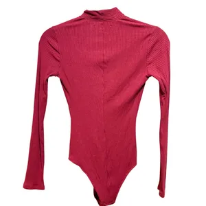 Reformation Burgundy Ribbed Long Sleeve Deep V-Neck‎ Bodysuit XS Made in USA thumbnail 2