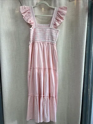 Smocked Ruffle Strap Tiered Midi Dress Medium thumbnail 14