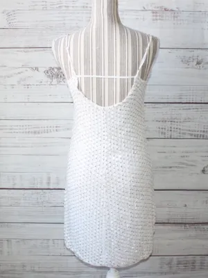 Guess by Marciano White Spaghetti Strap Mini Sequin Dress SIze XSmall thumbnail 5
