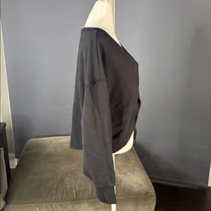 Women’s Joy Lab Black Cinch Front V-Neck Long Sleeve Casual Sweater Size L NWT thumbnail 2