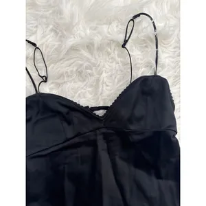 Skims Satin Mini Dress Obsidian Size XXS thumbnail 4
