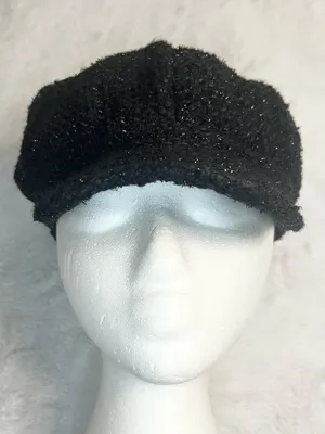 Vintage Y2K Textured Black Tweed Newsboy Cap Cabbie Hat thumbnail 3