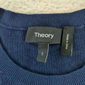 Theory Jaidyn OP Reverie Navy Blue Textured Knit Crew Neck Sweater Small H018712 thumbnail 4