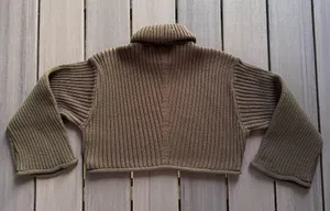 Zara Women’s Ribbed Knit Cropped Cowl Turtleneck 100% Acrylic Sweater Size Small thumbnail 2