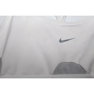 Women's Nike Dri-FIT White Gray Athletic Elastic Racerback Sports Bra Size Small thumbnail 3