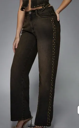 Missguided Faded Side Stud Low Rise Loose Straight Jeans thumbnail 1