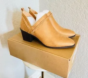 JOURNEE COLLECTION‎ Sophie Braided Strap Bootie, Block Heel, Tan, Size 11, NWT thumbnail 1