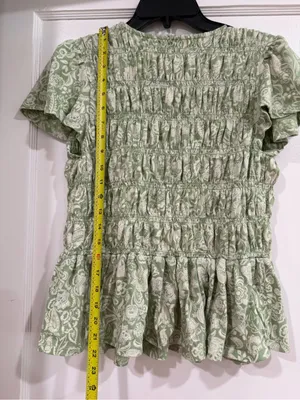 Wonderly Sage Green Smocked Peplum Blouse thumbnail 5