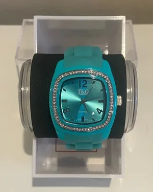 TKO Square‎ Face Watch with Silicone and Rhinestones Aqua Blue EUC thumbnail 1