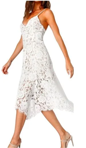 Lulu's One‎ Wish Handkerchief Dress White Lace Midi XS Cruise Wedding Event NWT thumbnail 1