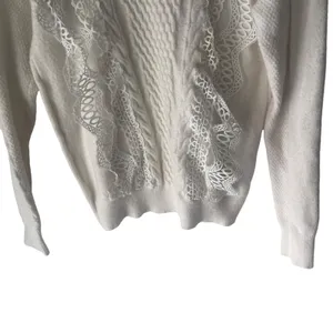 Lulus Women's Size Small‎ White Cottage Coquette Feminine Lace Sweater thumbnail 4