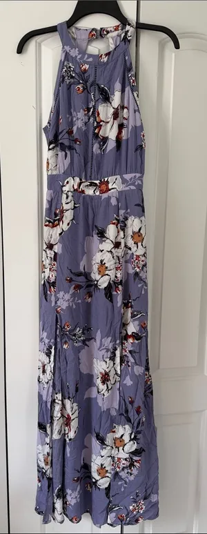 Altar'd State Lavender Floral Halter Maxi Dress thumbnail 1