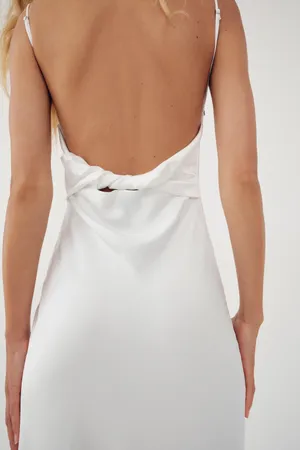 ZARA dress maxi satin rhinstone bow wedding slip on evening party coctail thumbnail 9