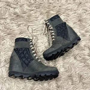 Sorel Lexie Wedge Quilted Puffer Lug Sole Boots Leather size 7 thumbnail 5