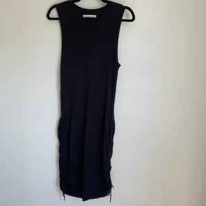 Abercrombie & Fitch‎ Black Sleeveless Ribbed Cinch Side Midi Dress thumbnail 2
