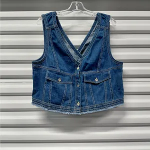Anthropologie Pilcro Women Denim Vest Top Large Festival Western Coastal Cowgirl thumbnail 2
