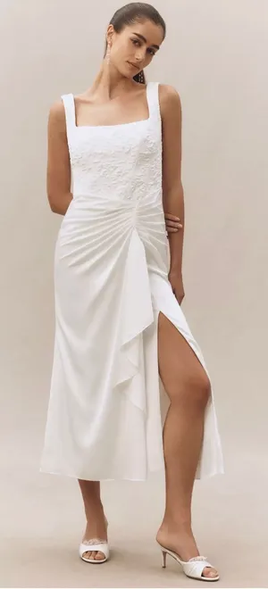 Anthropologie White Midi Dress thumbnail 1