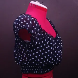 American Dream Polka Dots Crop Top Sz L thumbnail 4