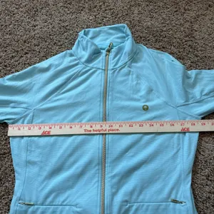 Lilly Pulitzer 50+ Luxletic Teal Brittana Jacket Womans Sz Large Resort Vacay thumbnail 6
