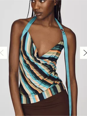 Maeve Anthropologie Striped Cowl Neck Halter Top Y2K Inspired Size Small thumbnail 1