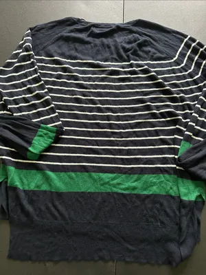Zara Navy, White and Green Striped Long Sleeve sweater thumbnail 2