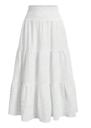 SheIn Solid Ruffle Hem Maxi Skirt in White, Size S thumbnail 1
