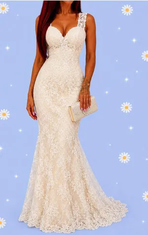 Vintage Lace Mermaid Gown Fairycore Bridal Prom Dress Size US 4 💗 thumbnail 1
