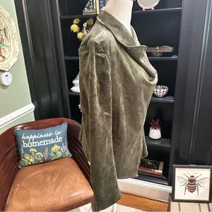 Lulus Green Faux Leather Velvet Moto Jacket Size M thumbnail 5