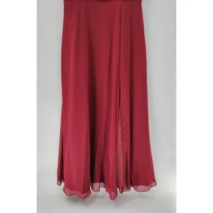 Azazie Gown Womens Large Red Pleated Chiffon High Slit Prom Bridesmaid Dress thumbnail 11
