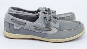Sperry Top-Sider‎ Womens Grey Leather Suede Wool Boat Shoes STS82427 Size 9.5 thumbnail 1