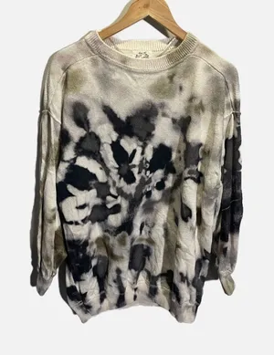We The Free Sweater Womens XS Green Tie Dye Oversized Knit Pullover Boho Crewnec thumbnail 1