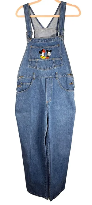 Vintage Disney Mickey Minnie Mouse Denim Overalls Women's Large Jerry Leigh thumbnail 1