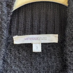 Vanessa Bruno Black Mohair Alpaca Shawl Collar Cardigan Sweater Italy Womens 2 M thumbnail 8