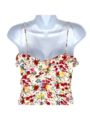 ASTR The Label Ditsy Floral Coquette Ruffle Mini Dress White Multicolor Size XS thumbnail 6