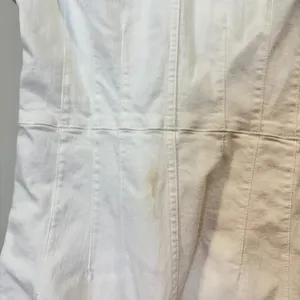 FREE PEOPLE Jayde Denim Flared Jumpsuit in Pure White Size Large thumbnail 10