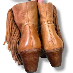 Sam Edelman Louie Camel Brown Tassels Leather Booties Western Ankle Boot Size 8 thumbnail 5