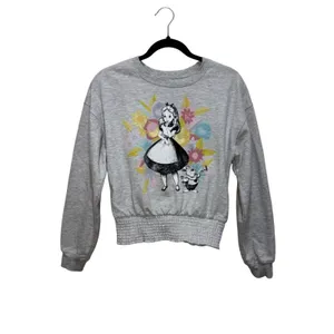 Disney Women's Alice Wonderland Graphic Crewneck Sweatshirt Heather Gray M thumbnail 2